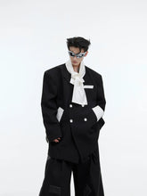 【23s September.】Twill Tie Patchwork Design Blazer ArtsKoreanMan