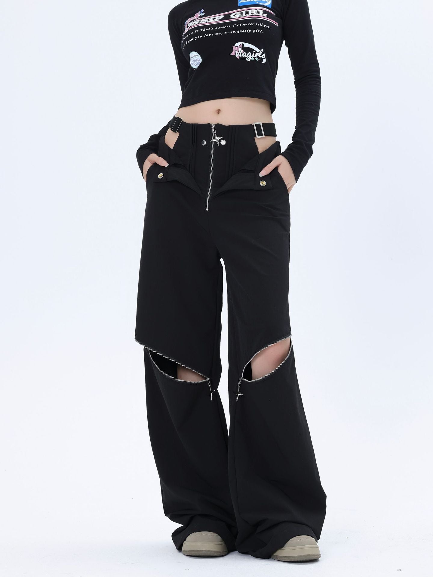 【23s October.】Hollow Zipper Design Trousers ArtsKoreanMan