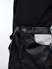 【23s November.】Deconstructed Geometric Lines Matte PU Leather Pants ArtsKoreanMan