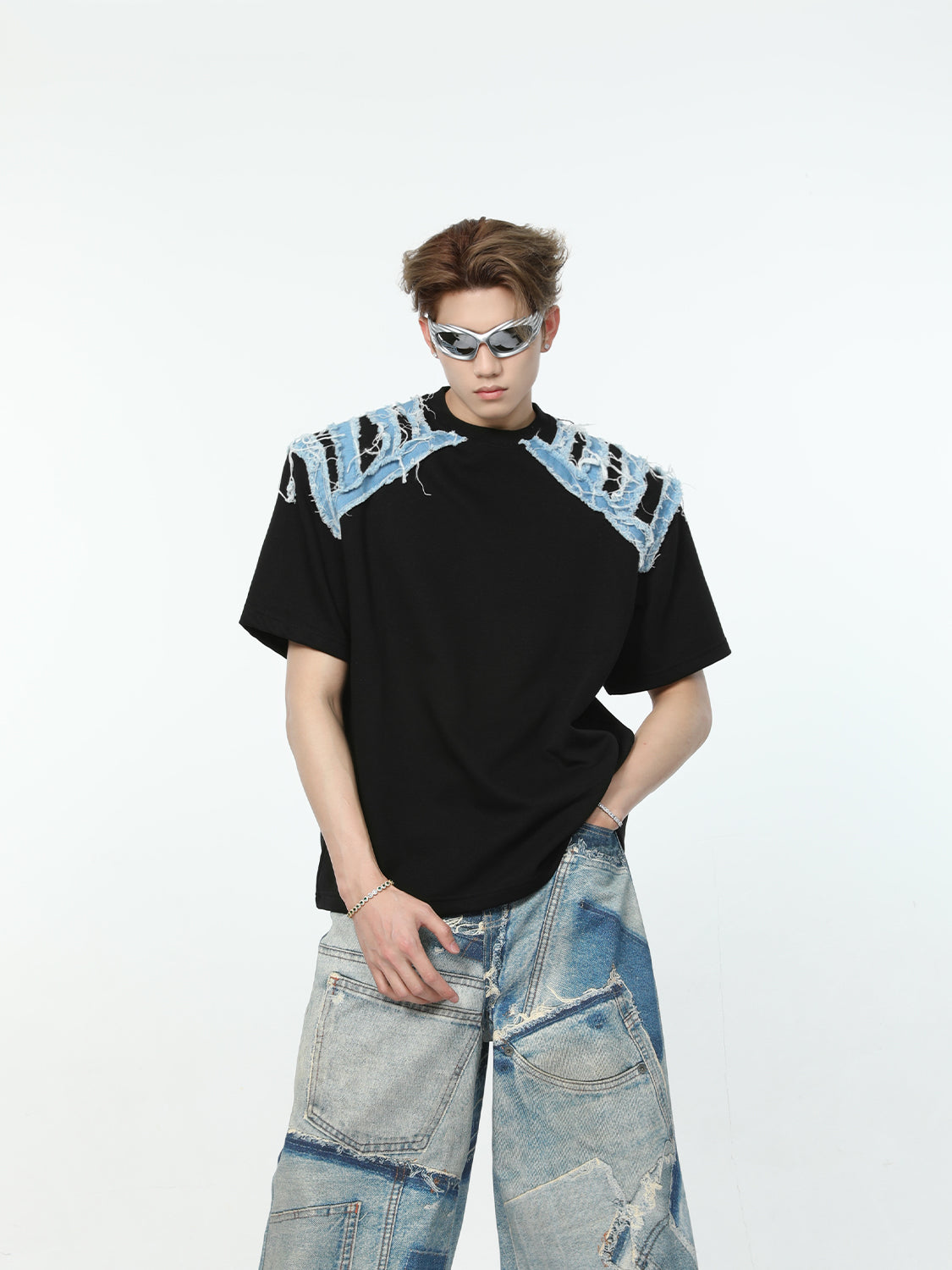 【24s May.】High Street Contrast Color Splicing Simple T-Shirt ArtsKoreanMan