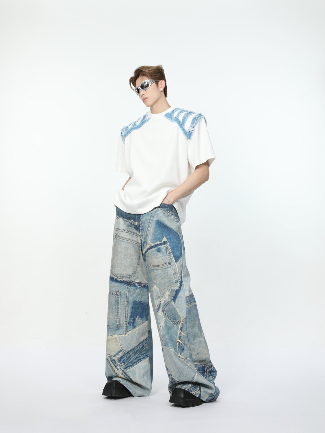【24s May.】High Street Contrast Color Splicing Simple T-Shirt ArtsKoreanMan