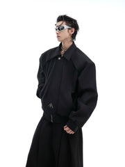 【24s Oct.】Pleated Tightening Shoulder Pads Design Sense Biker Jacket ArtsKoreanMan