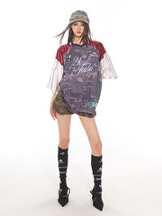 【24s July.】Retro Mesh Patchwork Jersey T-shirt ArtsKoreanMan