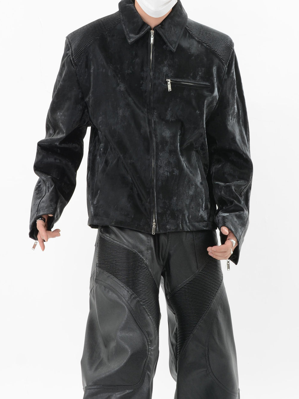 【24s Sep.】PU Leather Patchwork Jacket ArtsKoreanMan