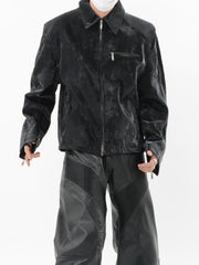 【24s Sep.】PU Leather Patchwork Jacket ArtsKoreanMan