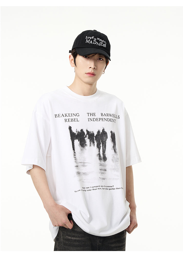 【24s April.】American High Street Retro Reflection T-shirt ArtsKoreanMan