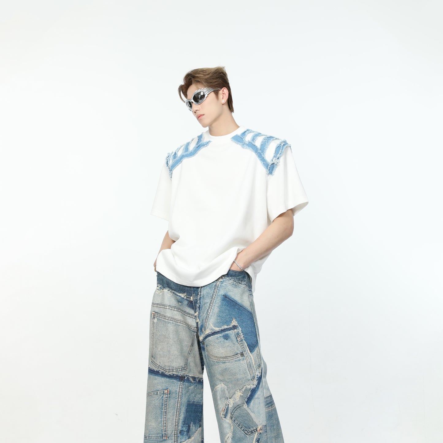 【24s May.】High Street Contrast Color Splicing Simple T-Shirt ArtsKoreanMan