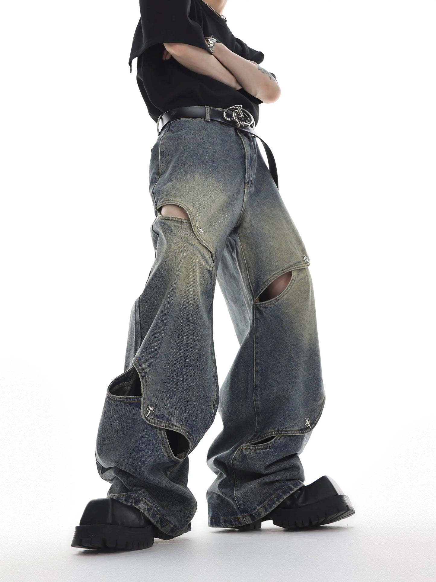 【23s May.】 Trendy Cutout Jeans ArtsKoreanMan