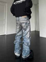 【24s Dec.】3D Digital Print Loose Straight Jeans ArtsKoreanMan