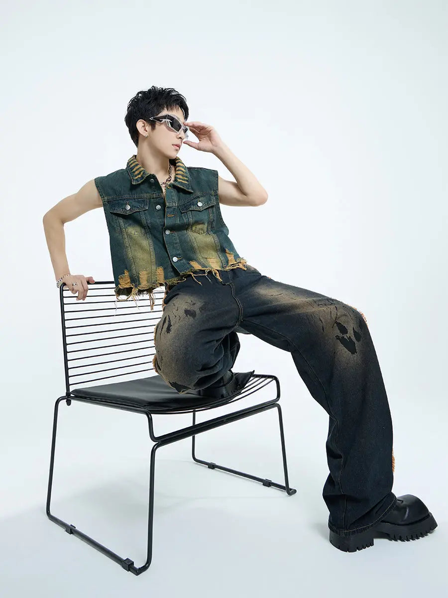 【23s September.】Tie Dye Vintage Frayed Jeans ArtsKoreanMan