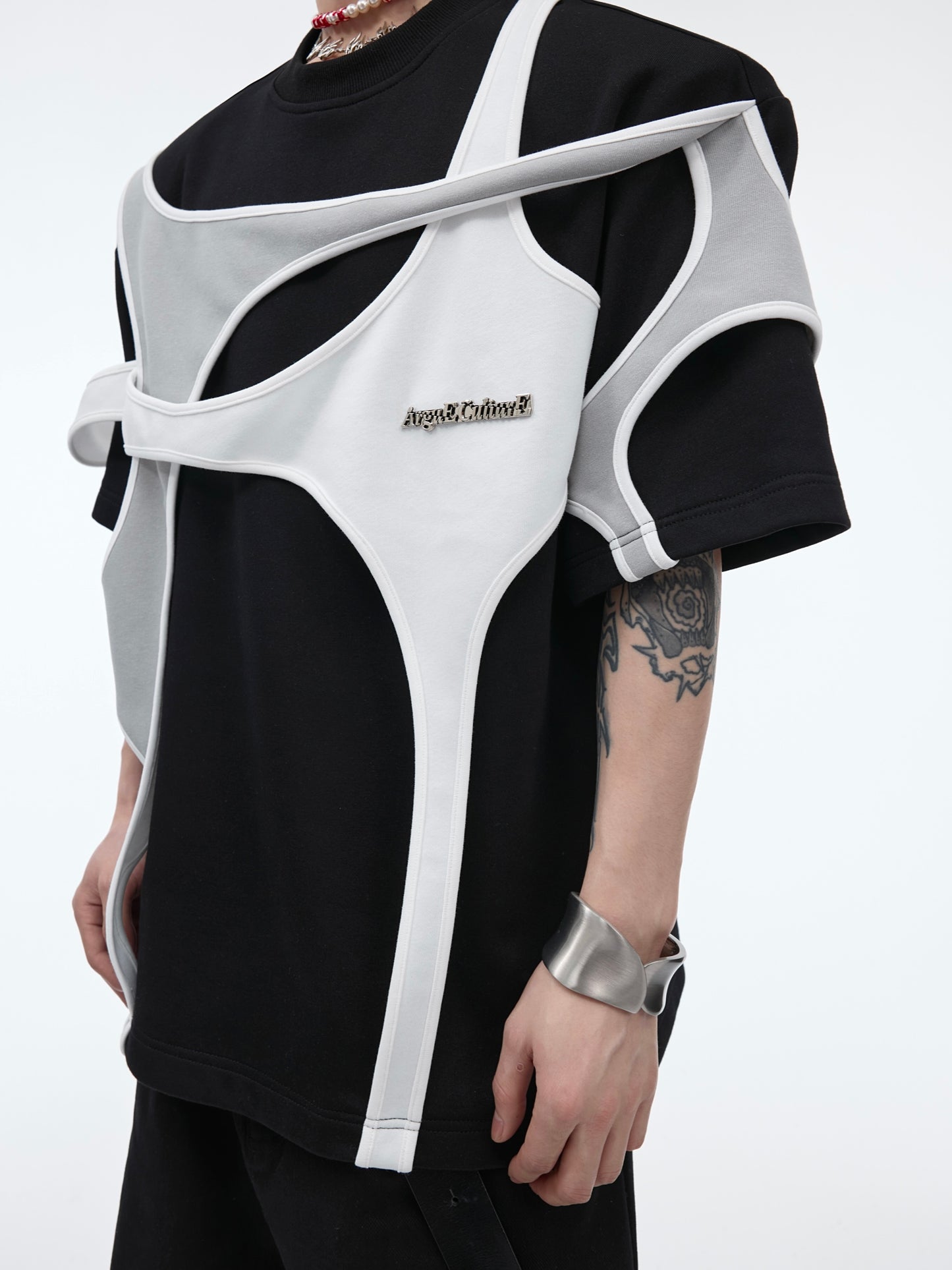 【24s April.】Double Layer Patchwork Design T-shirt ArtsKoreanMan