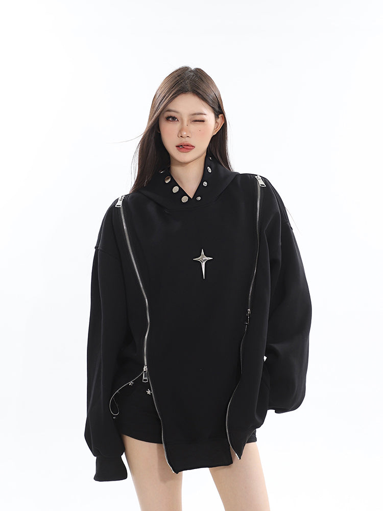 【24s Oct.】Small double zipper hollow design sweatshirt ArtsKoreanMan