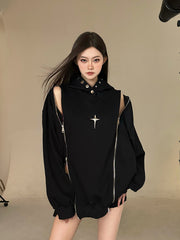 【24s Oct.】Small double zipper hollow design sweatshirt ArtsKoreanMan