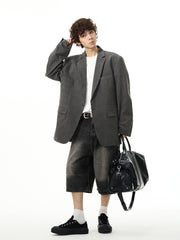 【24s April.】Loose Bf Lazy Style Short Jeans ArtsKoreanMan