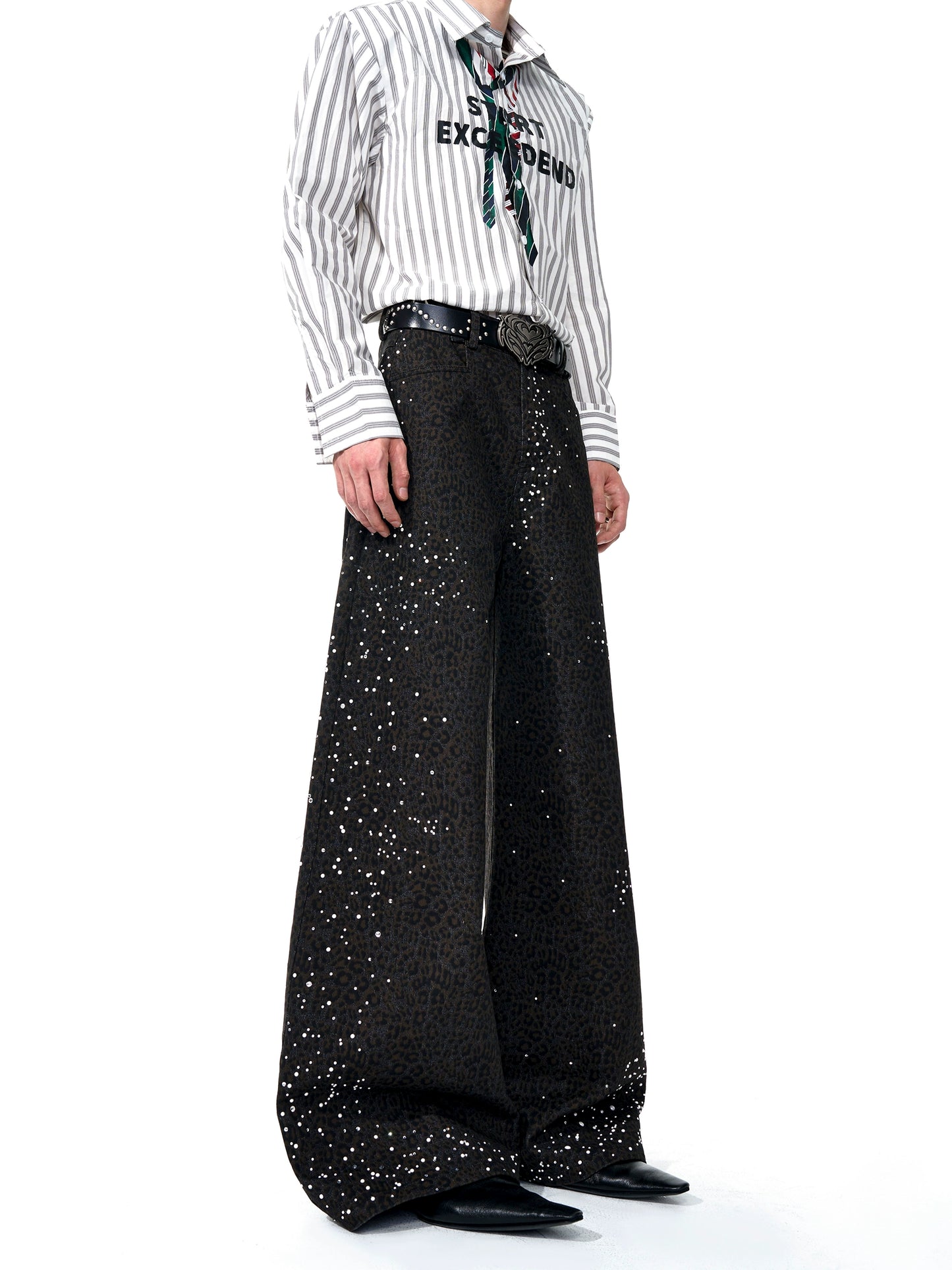 【25s Sep.】Leopard Print Pearl Rhinestone Jeans