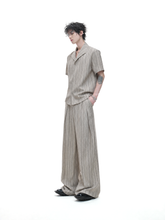 Vintage Stripe Cuban Collar Top / Pants