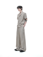 Vintage Stripe Cuban Collar Top / Pants