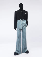 【26s Apr.】Black & Blue Panel Wide-Leg Suit Set