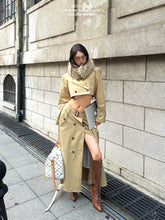 【25s Sep.】Elegant Khaki Short Trench Coat + Skirt Set