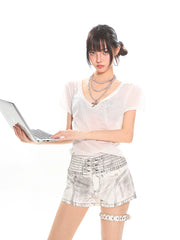 【25s Jun.】Vintage Washed Distressed Denim Shorts