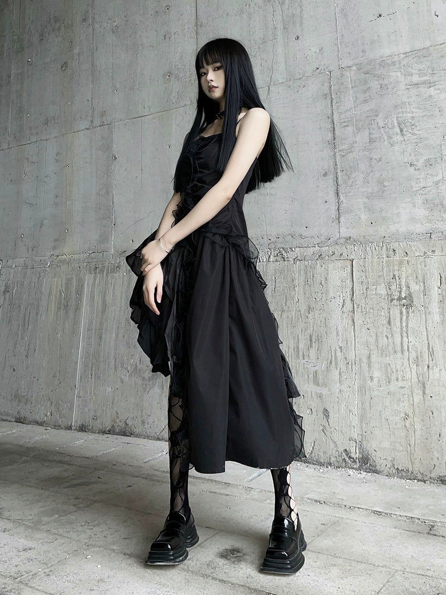 【25s Jul.】Irregular Suspender Lace Dress