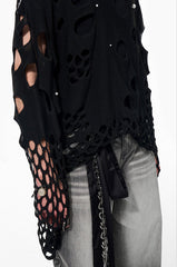 【25 Apr.】Hollow Pearl Embellished Hooded Sweater