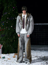 Reversible Hand-painted Thorn Plush Sweatshirt Jacket