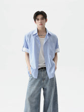 【25s Aug.】Summer Simple Design Striped Shirt