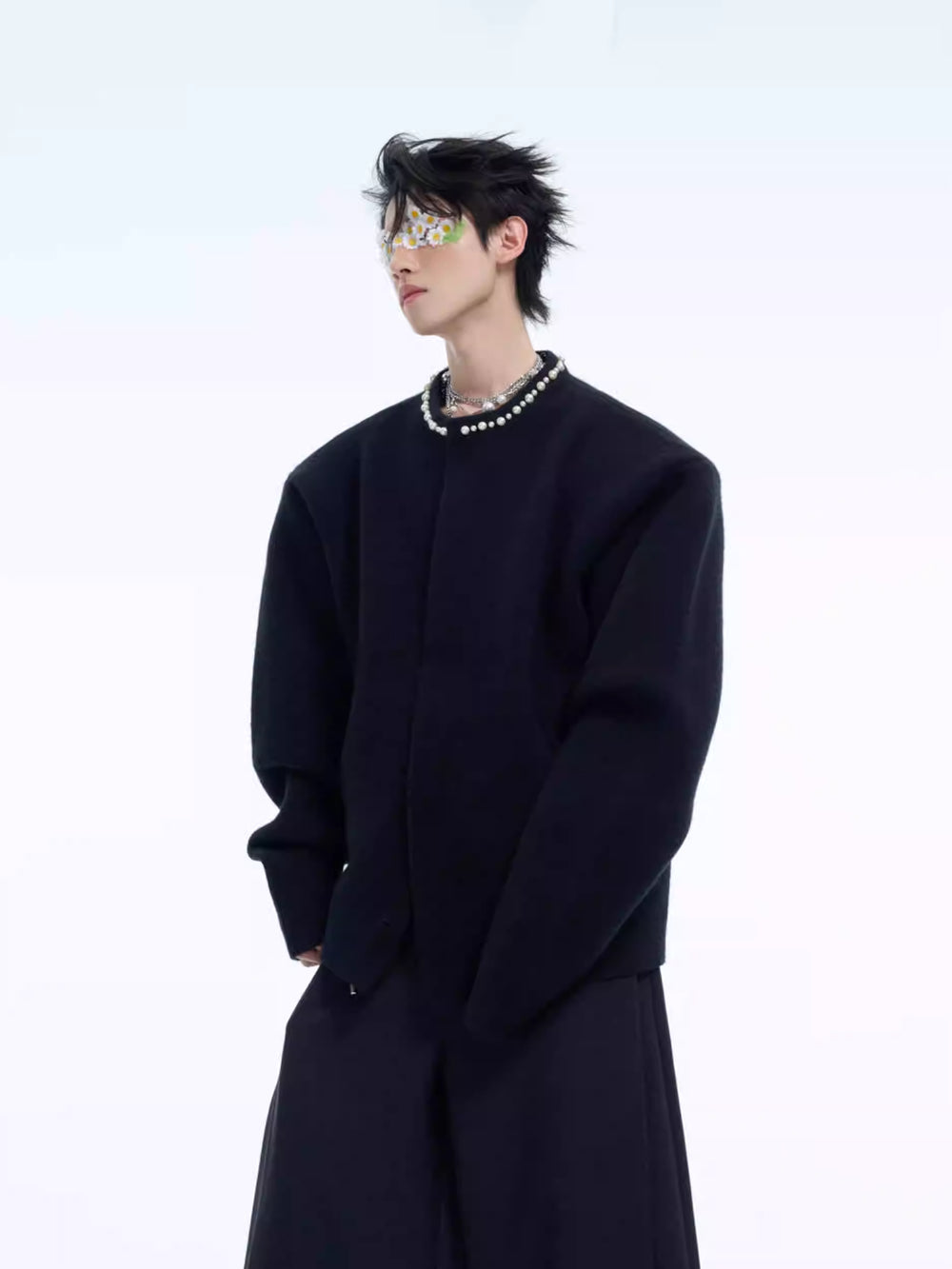 【24s Nov.】Simple Light Luxury Pearls Embellished Short Cardigan Sweater ArtsKoreanMan