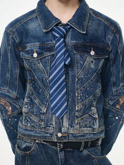 【26s Apr.】Distressed Studded Sequin Denim Set