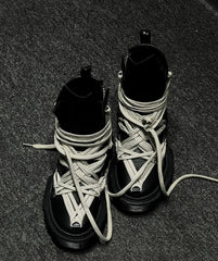 Lace-Up Platform Biker Combat Ankle Boots