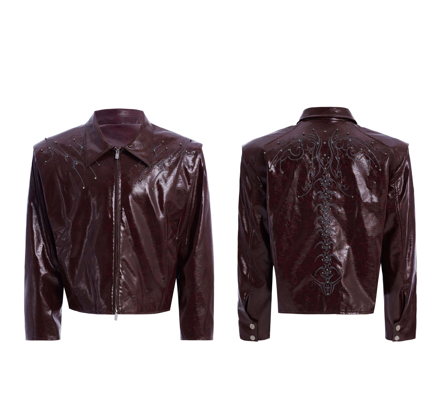 【25s Apr.】Shiny Studded Leather Jacket