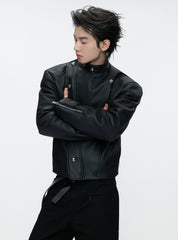 Slim Asymmetric Zip Faux Fur Jacket