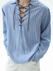【25s Sep.】Cleanfit Drawstring Striped Shirt