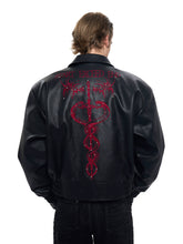 【25s Sep.】Cropped Faux Leather Jacket with Thorn Embroidery