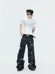 Gothic Flame Studded Slim Tee