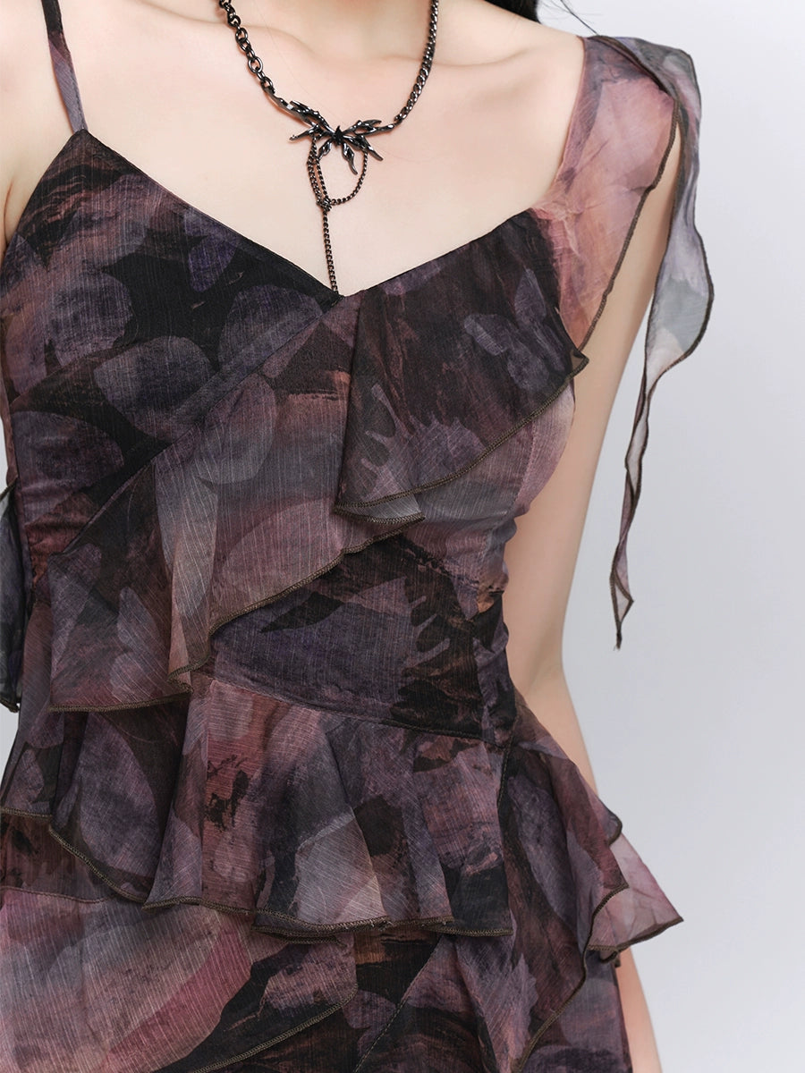 【25s Jul.】Asymmetrical Hem Spaghetti Strap Dress