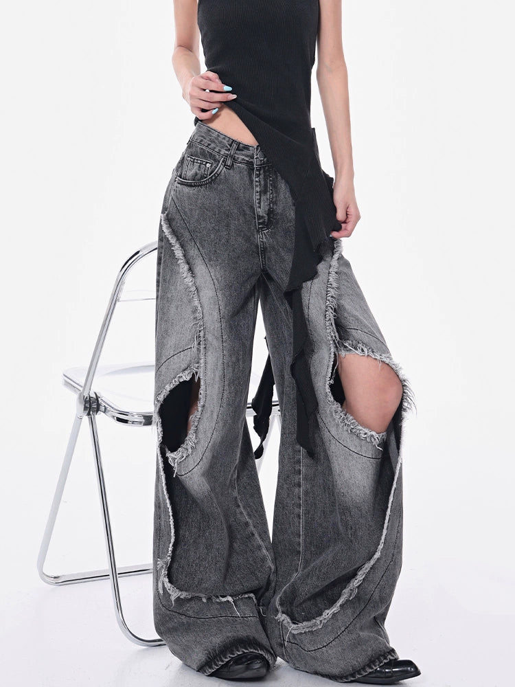 【25s Jul.】Frayed Ripped Oversized Wide-Leg Pants