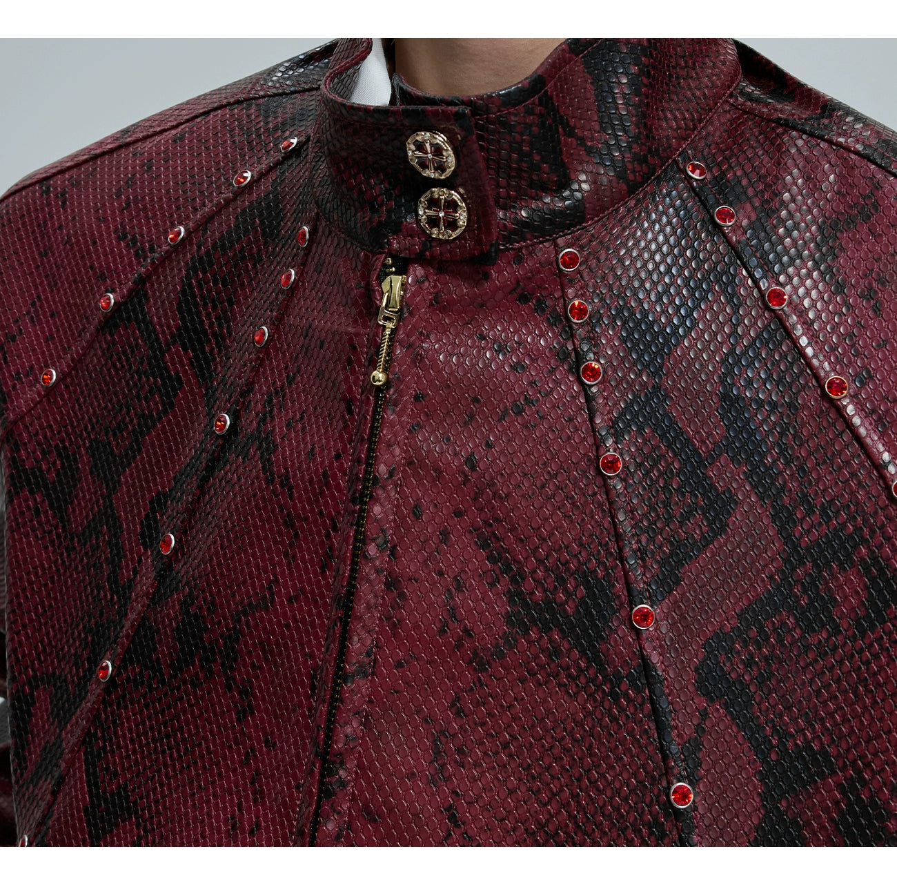 Python Textured Leather Fashion Jacket