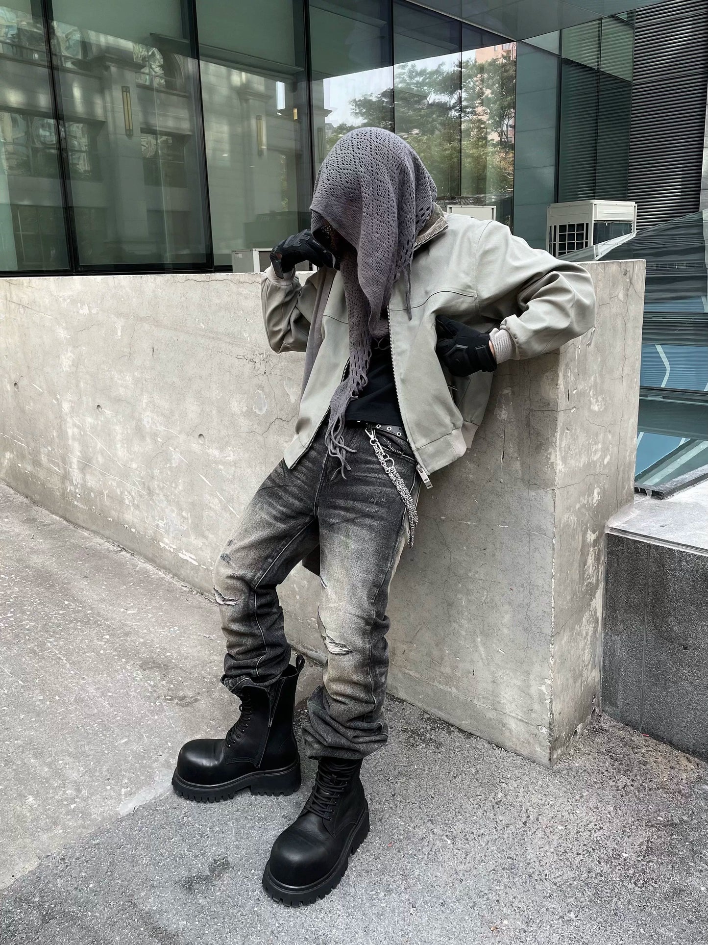 【25s May.】Street Style Distressed Straight-Leg Jeans