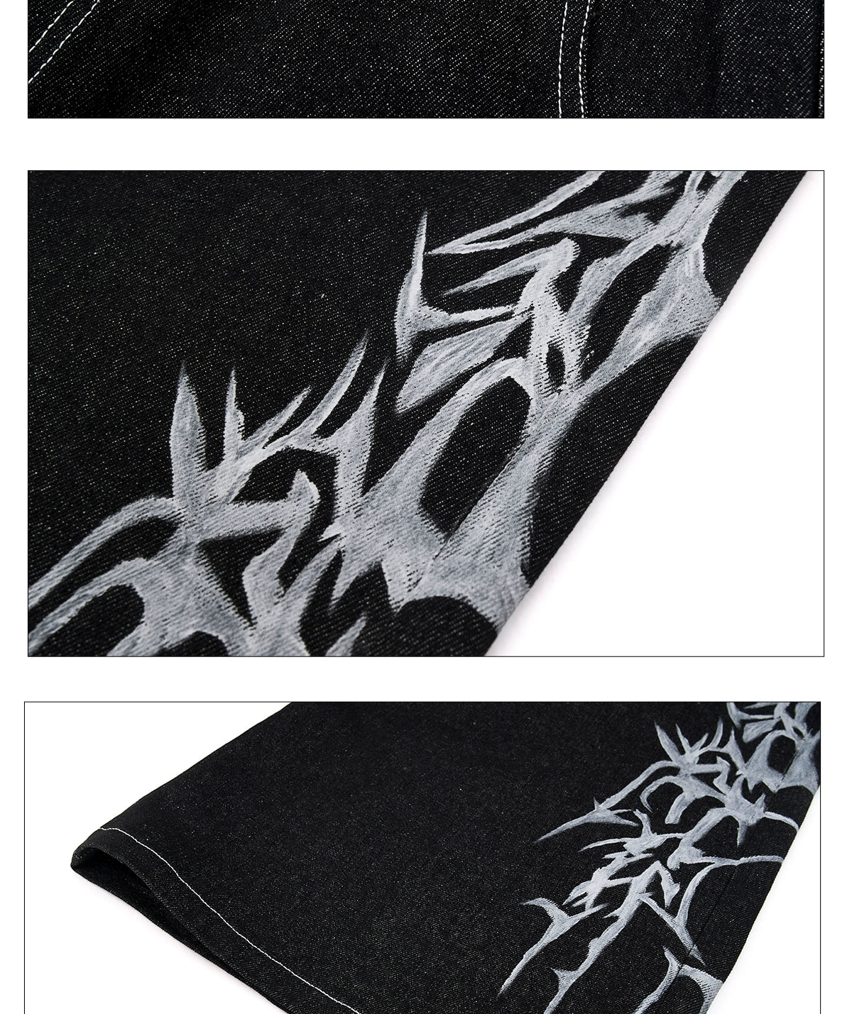 Hand-painted Thorn Leopard Print Double Waistband Jeans