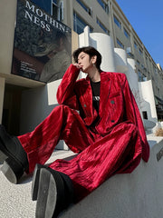 【26s Jan.】Retro Velvet Double-Breasted Suit Set
