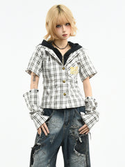 【26s Mar.】Detachable Sleeve Plaid Shirt