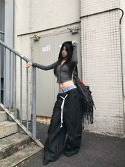 【26s Jan.】Boxing Velvet Curved Wide-Leg Denim Pants