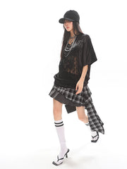 【25s June.】Lace Trim Rhinestone Sporty T-shirt