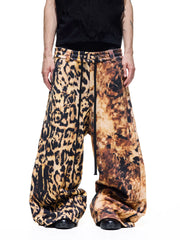 【26s May】Distorted Leopard 3D Print Wide-Leg Sweatpants