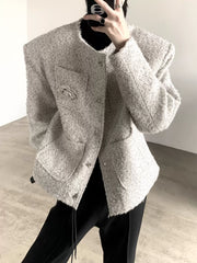 【25s Sep.】Tweed Rose Brooch Chanel Style Jacket