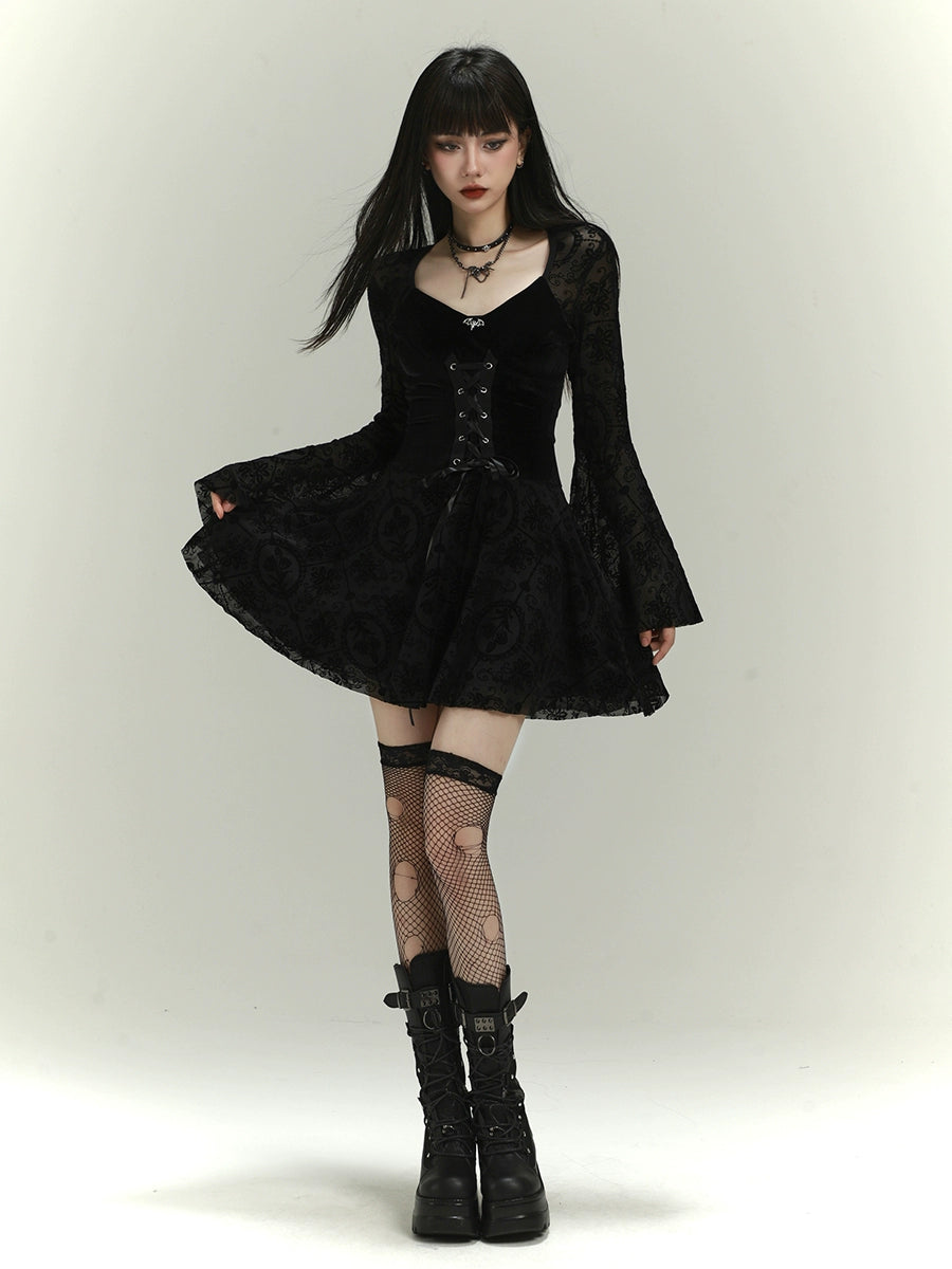 【25s Jul.】Vintage Embroidered Sheer Lace Dress