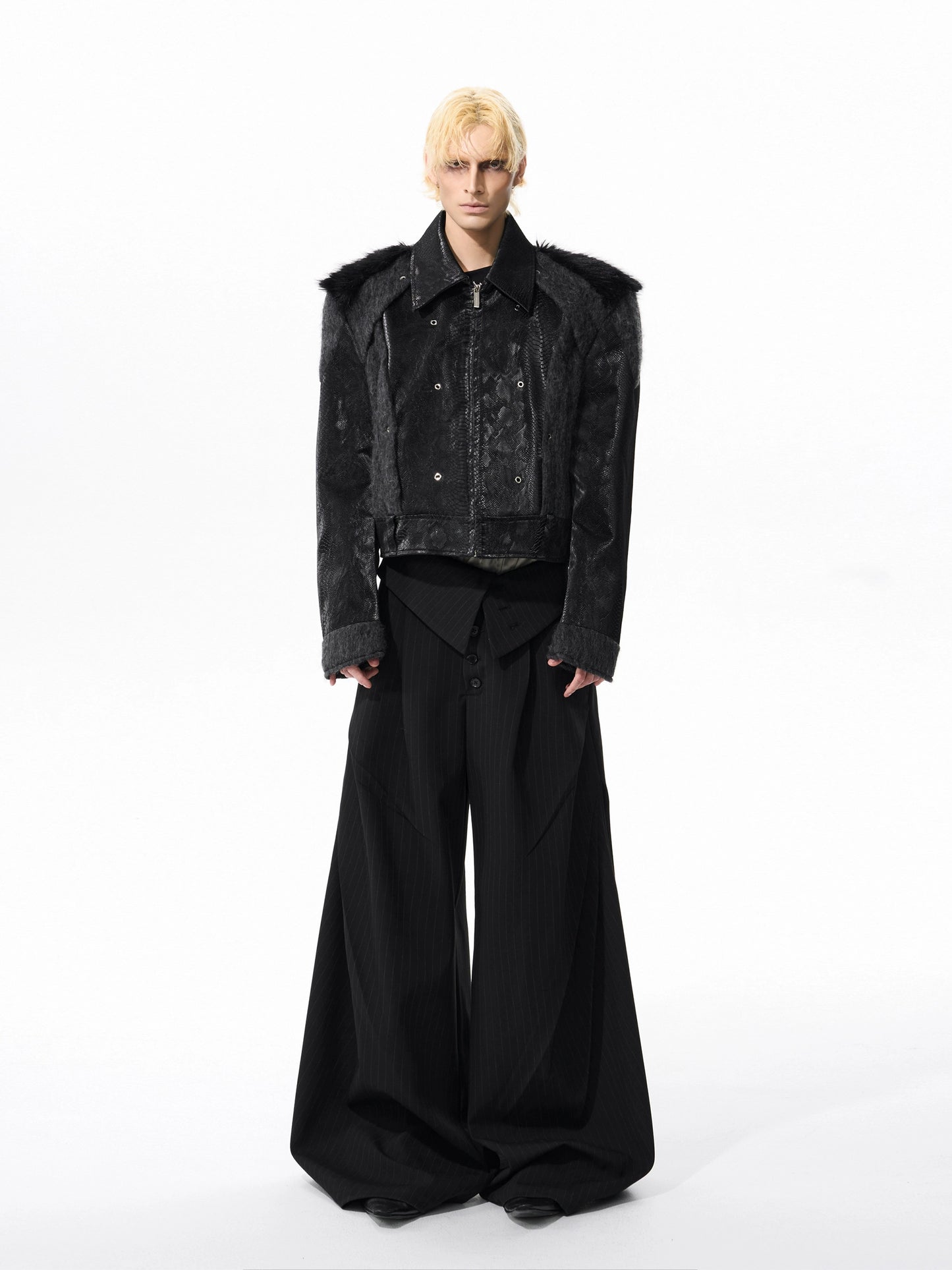 Haute Couture Snake Print and Fur Jacket
