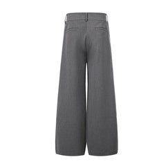 Gray Stripe Pleated Wide Trousers